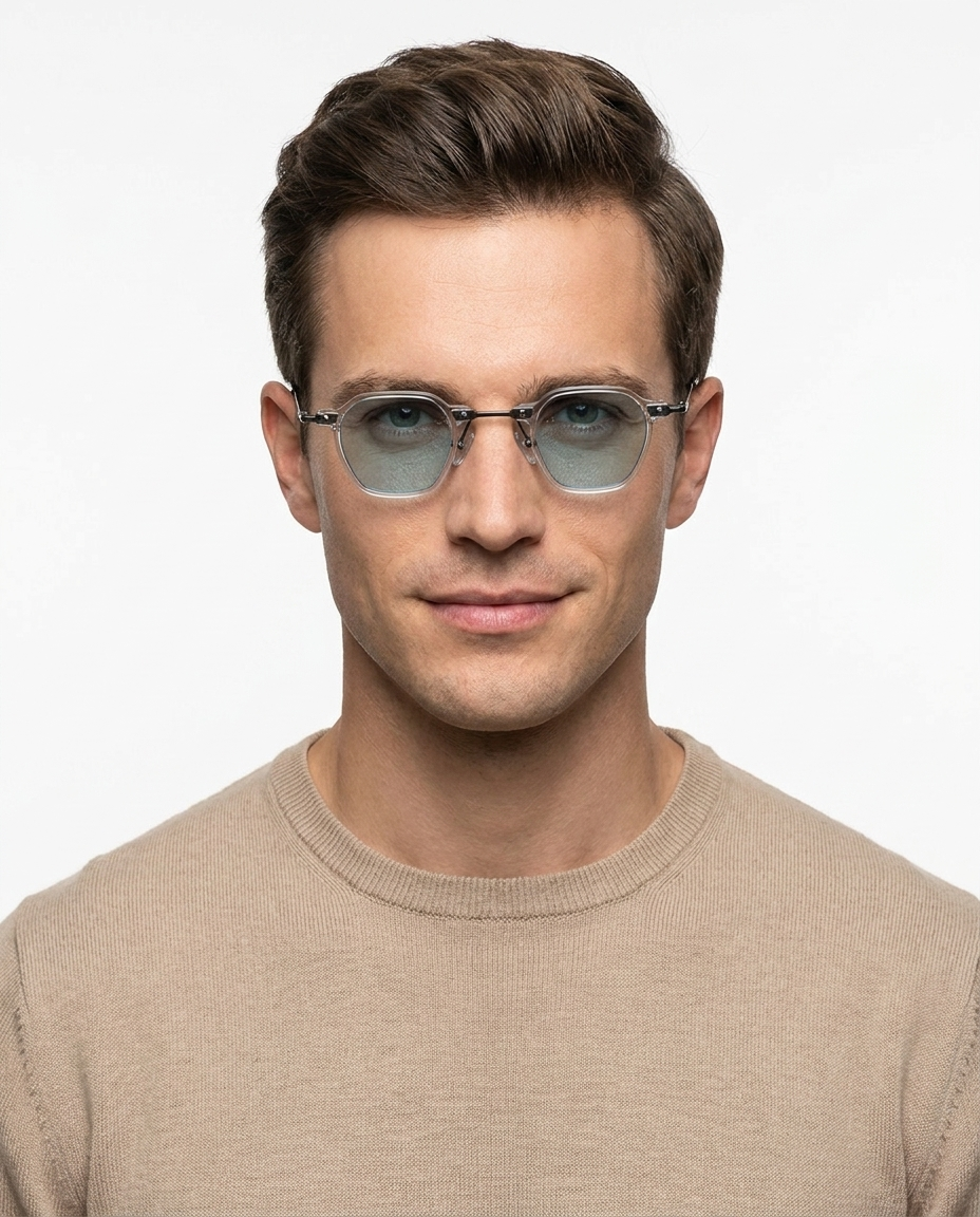 Modelo masculino usando Gafas de Sol Monaco - fundo branco estudio