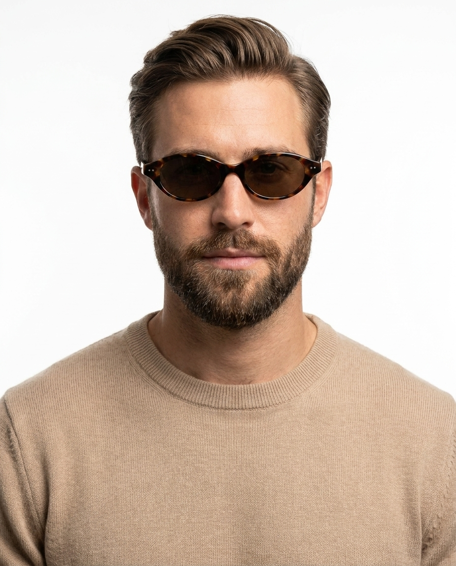 Modelo masculino usando Gafas Aura Leopardo