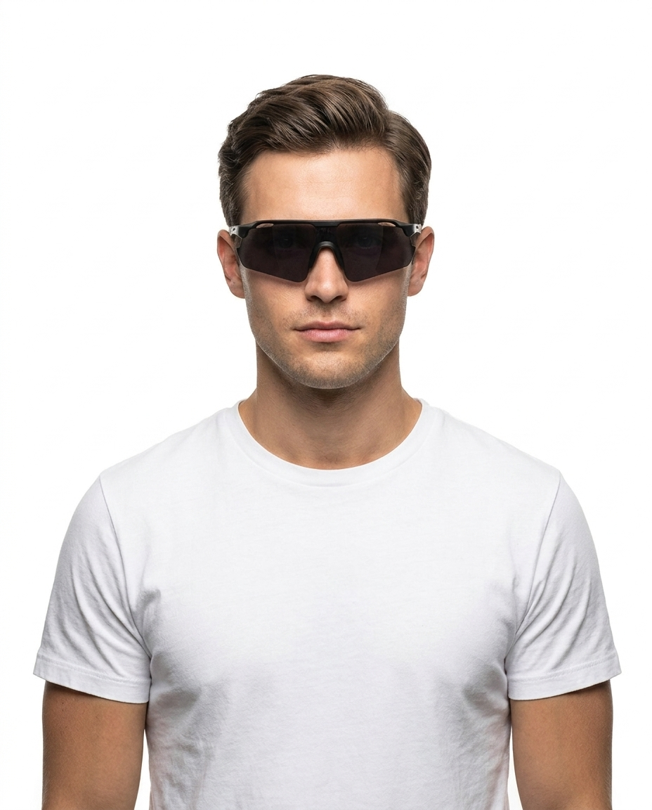 Modelo masculino usando Gafas Axel Deportivas Negro