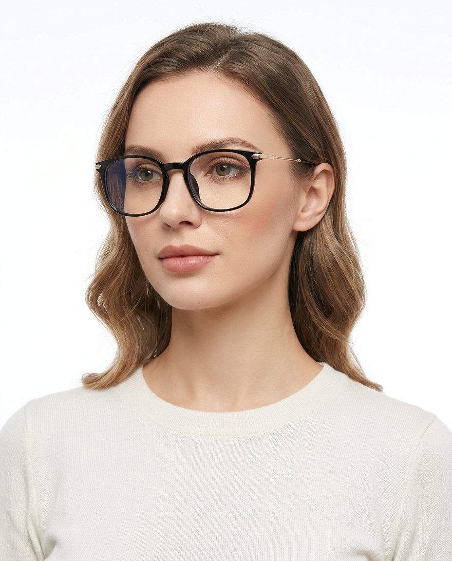 Modelo feminina usando Gafas Berlin Negro Brillante