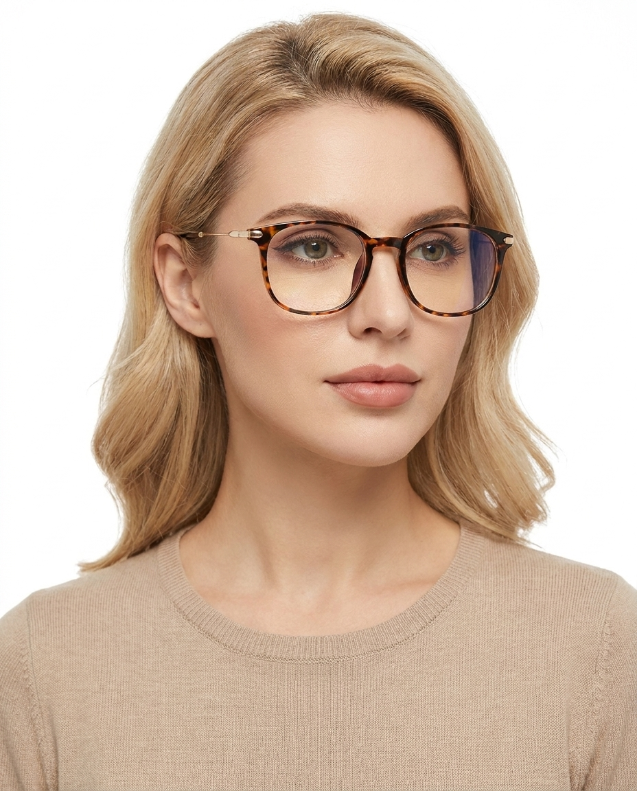 Modelo feminina usando Gafas Berlin Leopardo