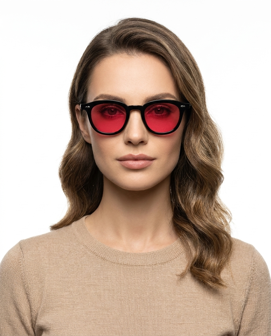 Modelo feminina usando Gafas Binni Rojo