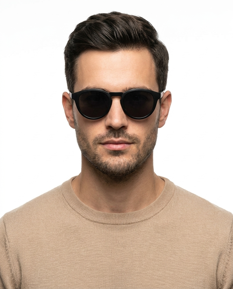 Modelo masculino usando Gafas Cruz Negro