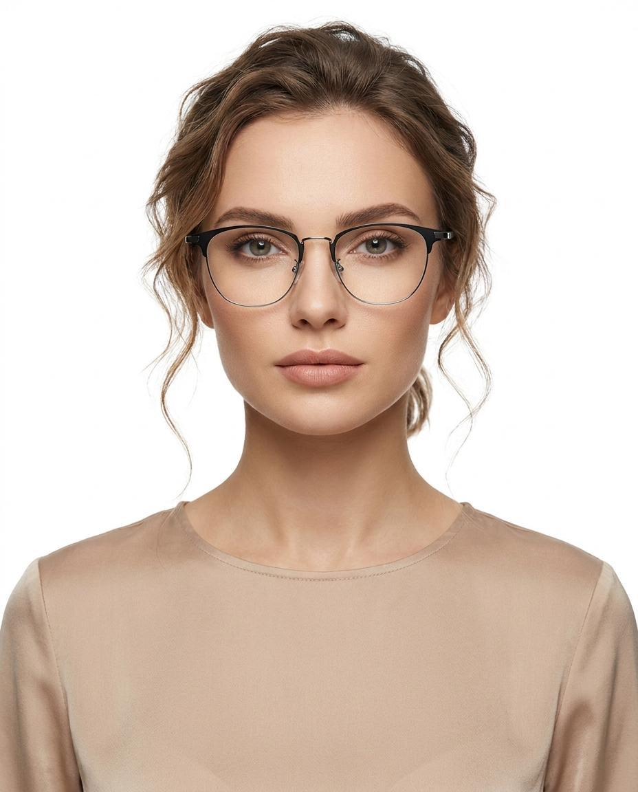 Modelo feminina usando Gafas Cusco Gris