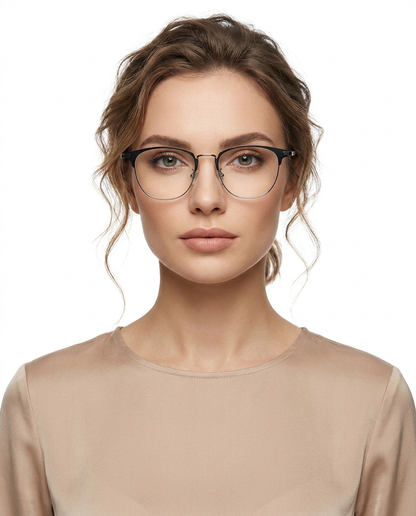 Modelo feminina usando Gafas Cusco Gris