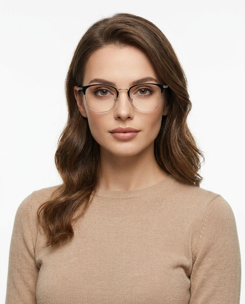 Modelo feminina usando Gafas Cusco Plata