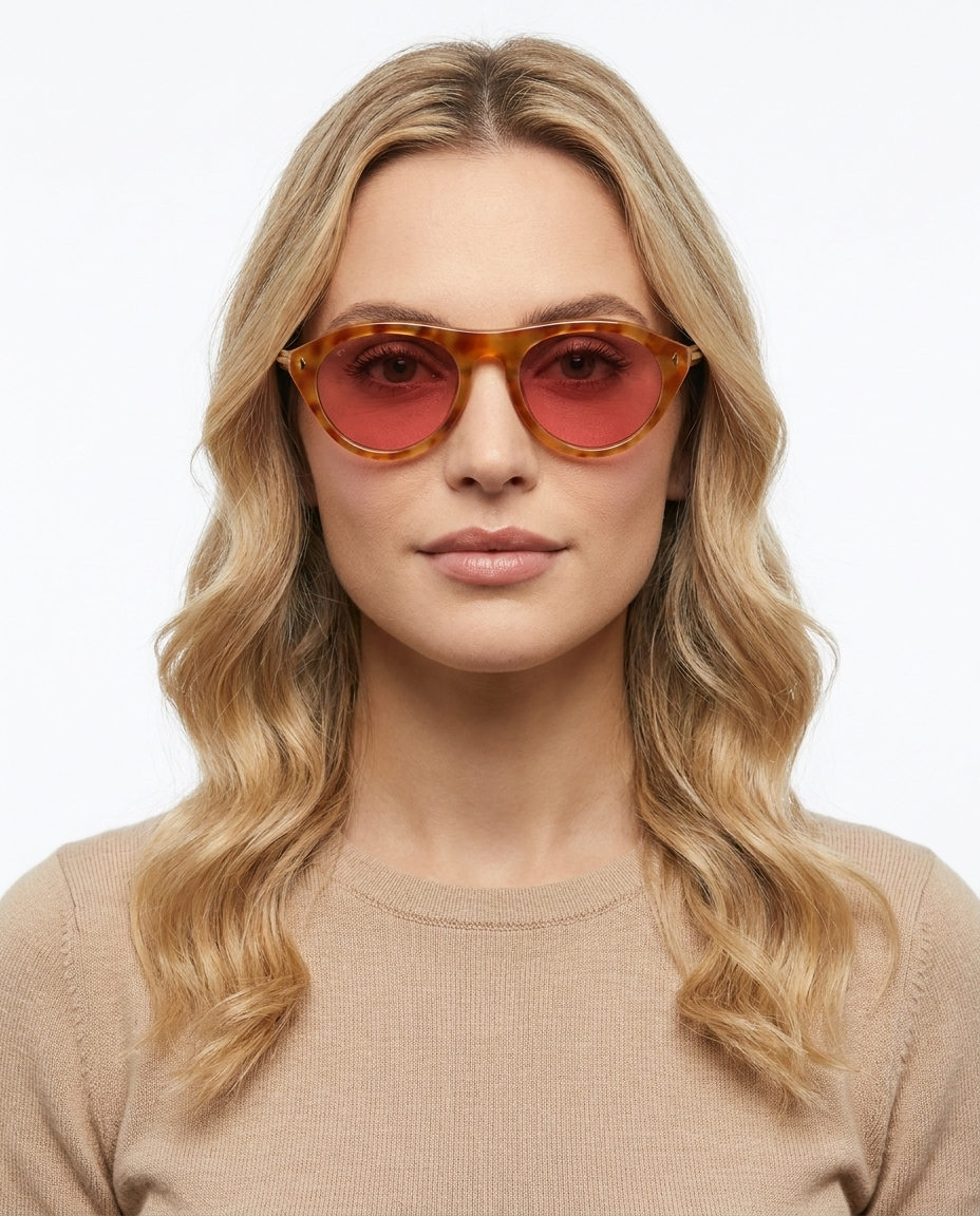 Modelo feminina usando Gafas de Sol Bianca Leopardo Rose