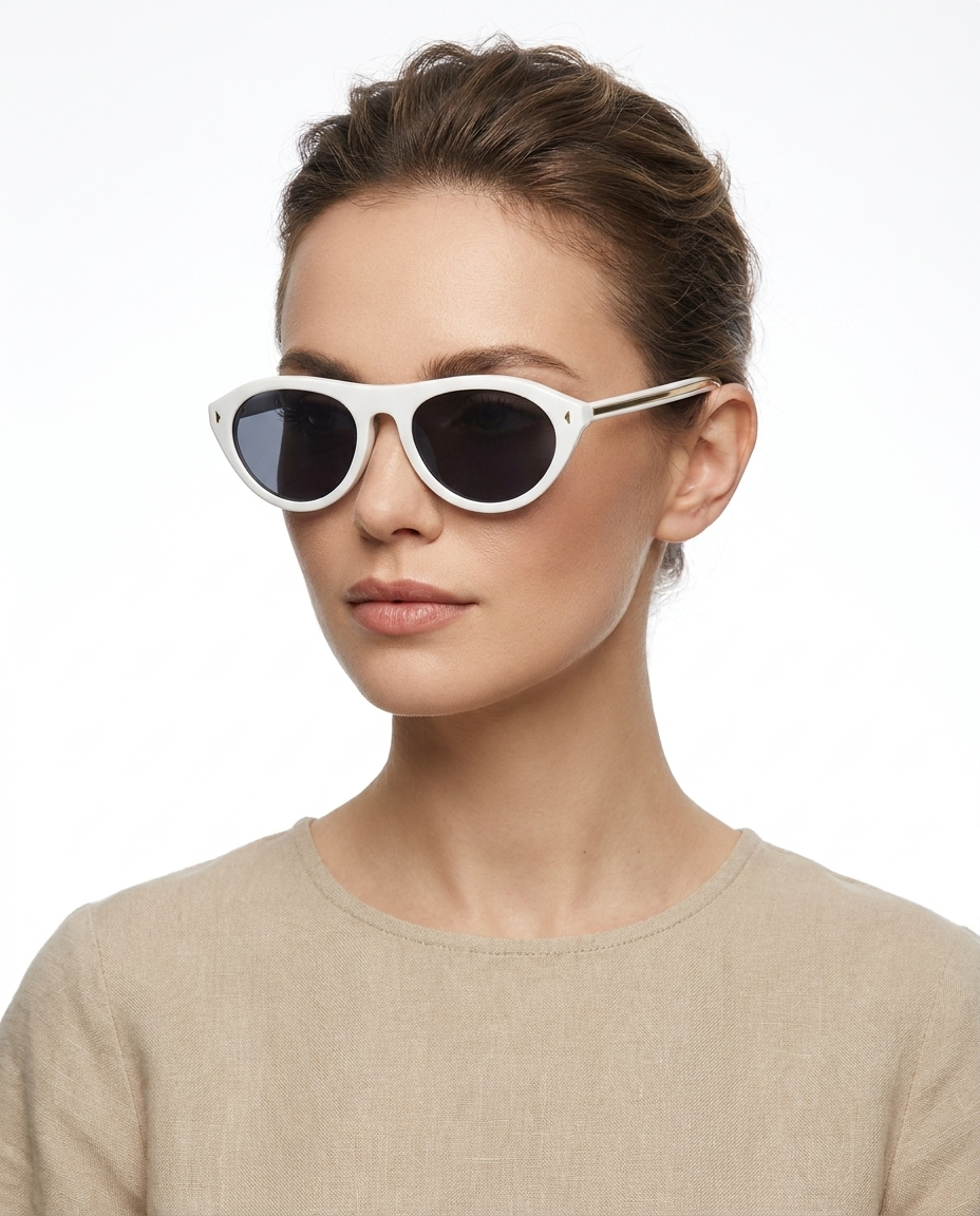 Modelo feminina usando Gafas de Sol Bianca Branco Preto