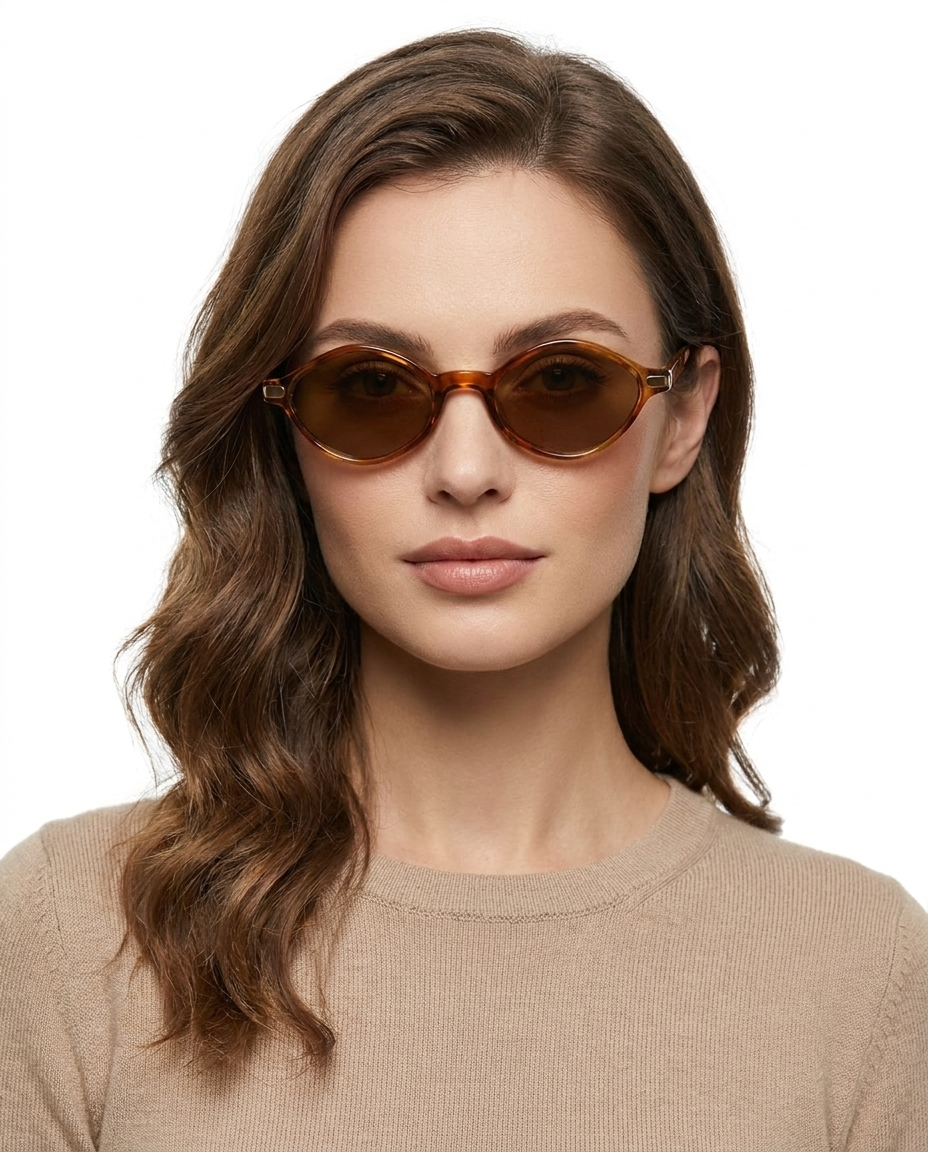 Modelo feminina usando Gafas de Sol Candela Carey Marron