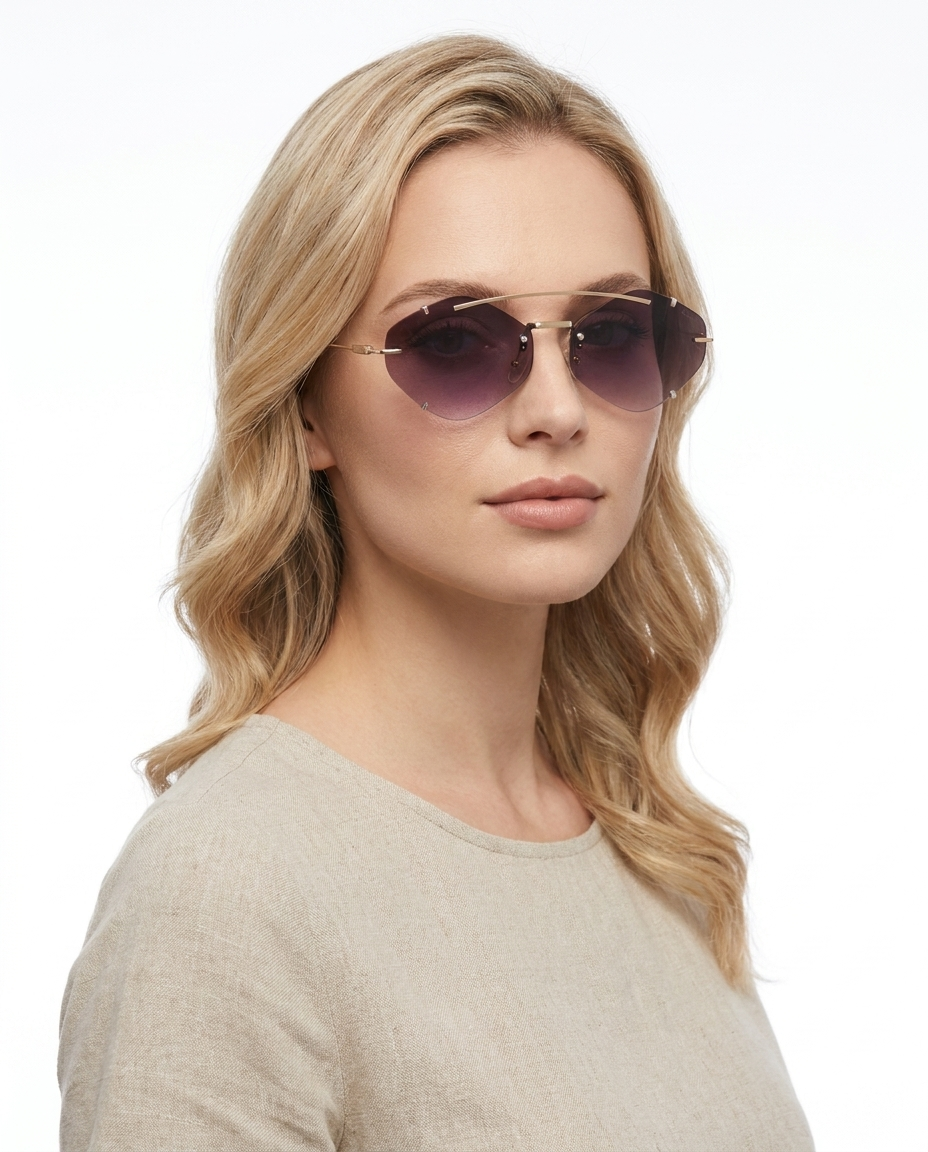 Modelo feminina usando Gafas de Sol Carlota Dorado Degradado