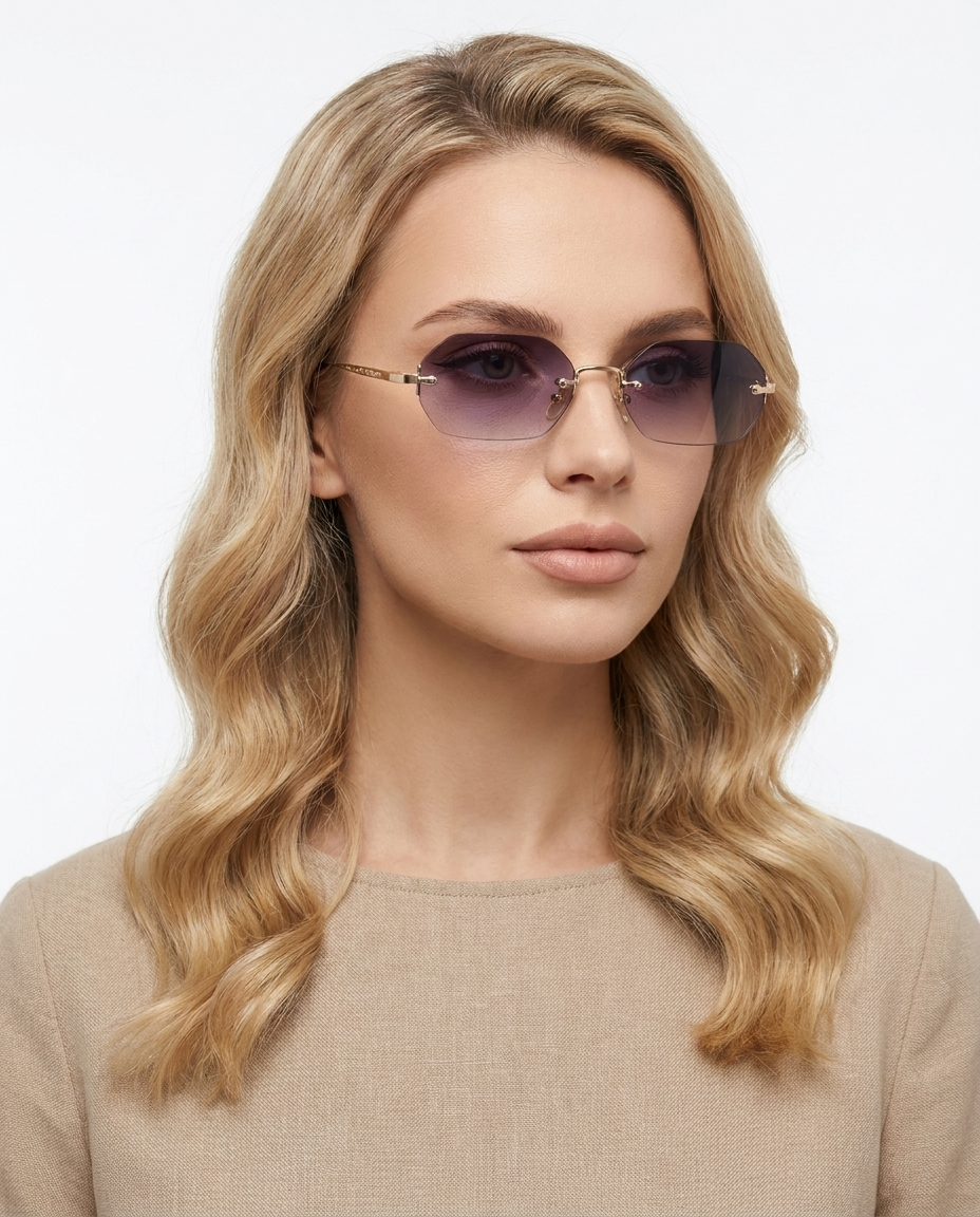 Modelo feminina usando Gafas de Sol Ceara Dorado Lila