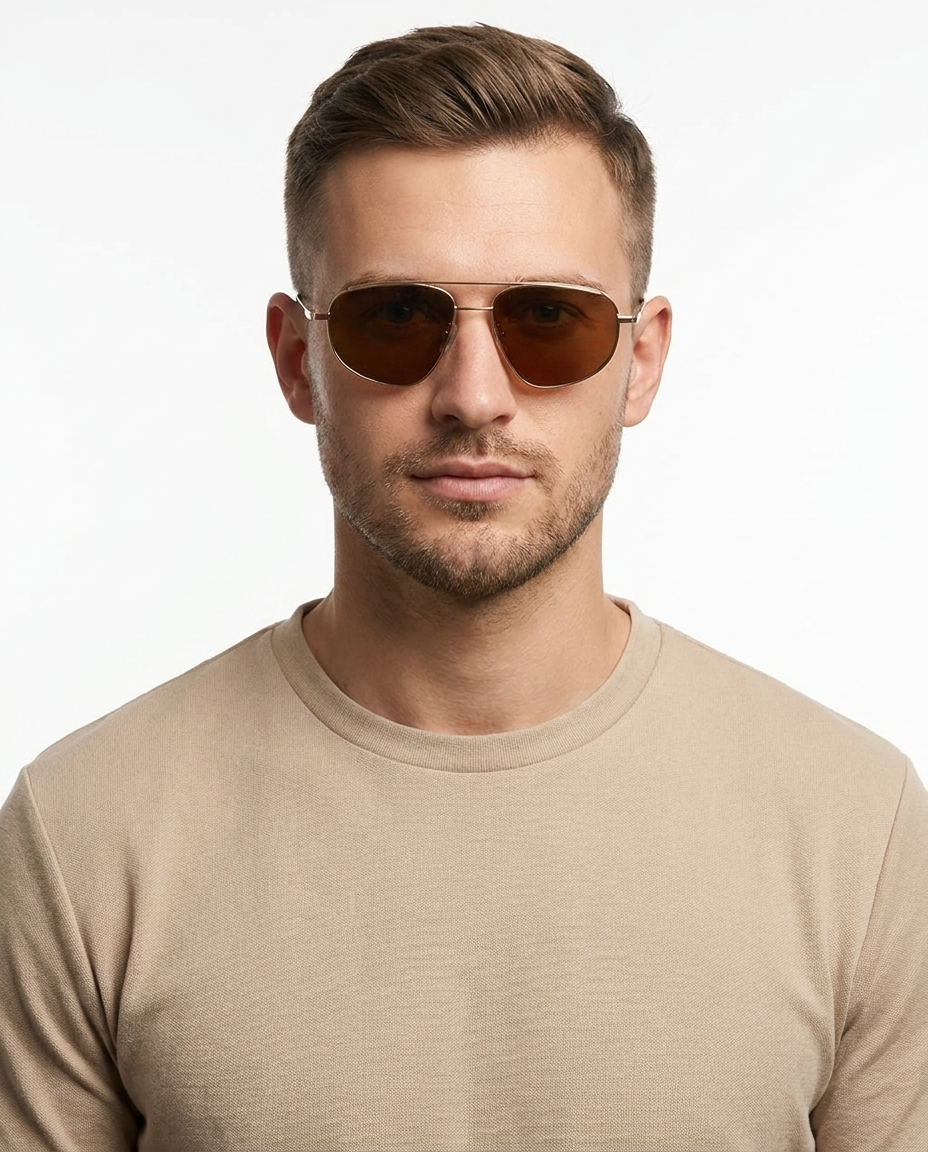 Modelo masculino usando Gafas de Sol Claudia Dorado Marron