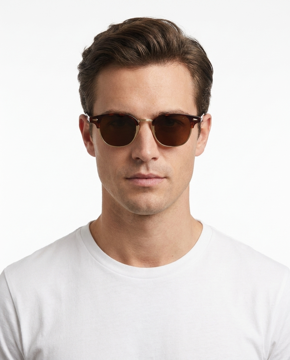 Modelo masculino usando Gafas de Sol Isabel Carey Marron