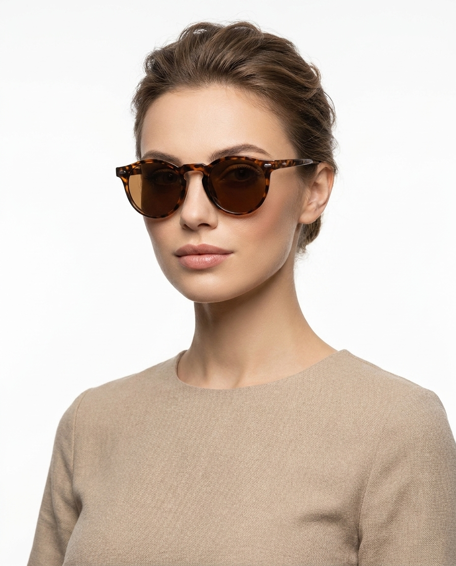 Modelo feminina usando Gafas de Sol Jimena Carey Marron