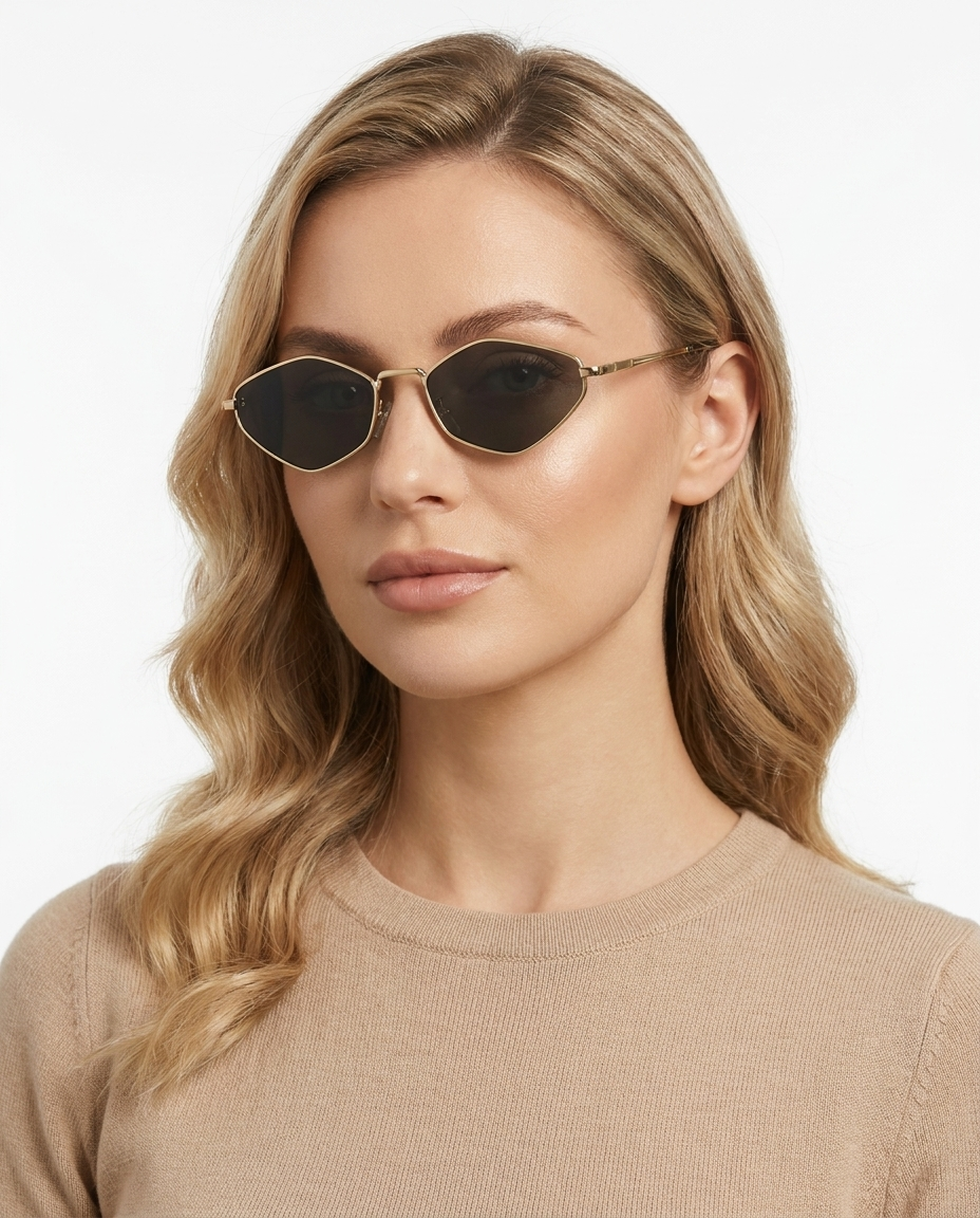 Modelo feminina usando Gafas de Sol Milano Dorado Verde