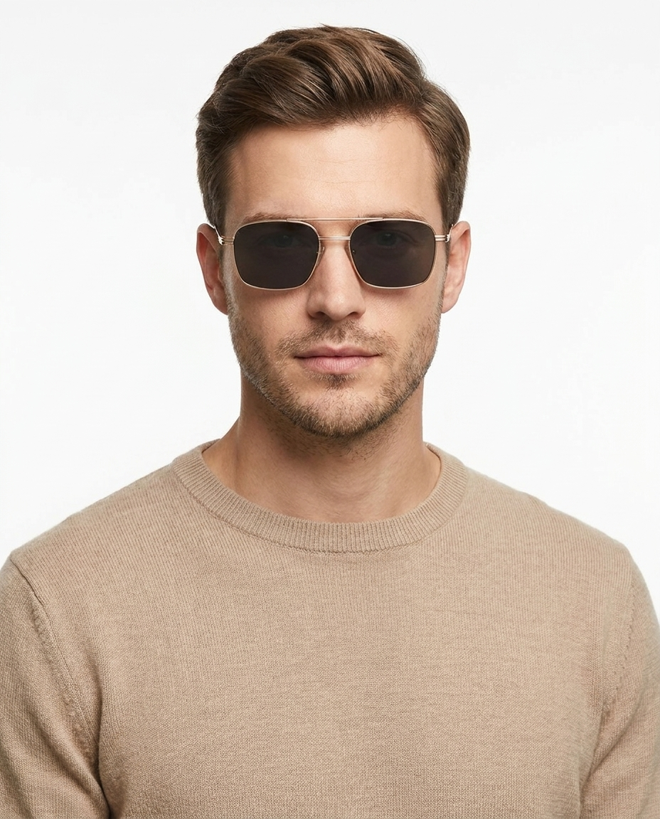 Modelo masculino usando Gafas de Sol Nexo Dorado Negro