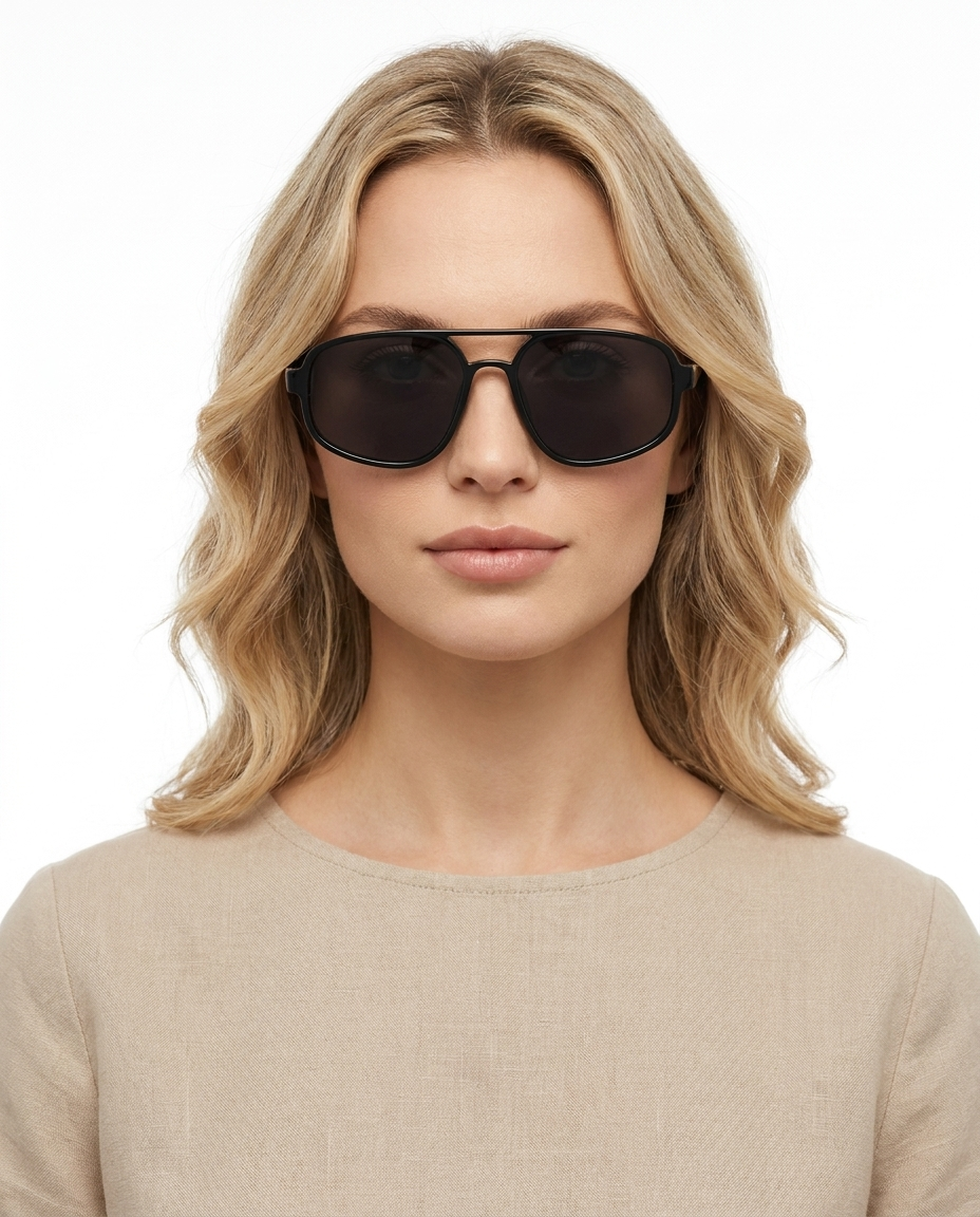 Modelo feminina usando Gafas de Sol Noelia Negro Negro