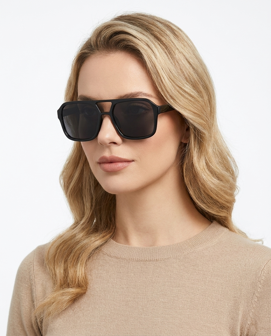 Modelo feminina usando Gafas de Sol Paloma Negro Negro