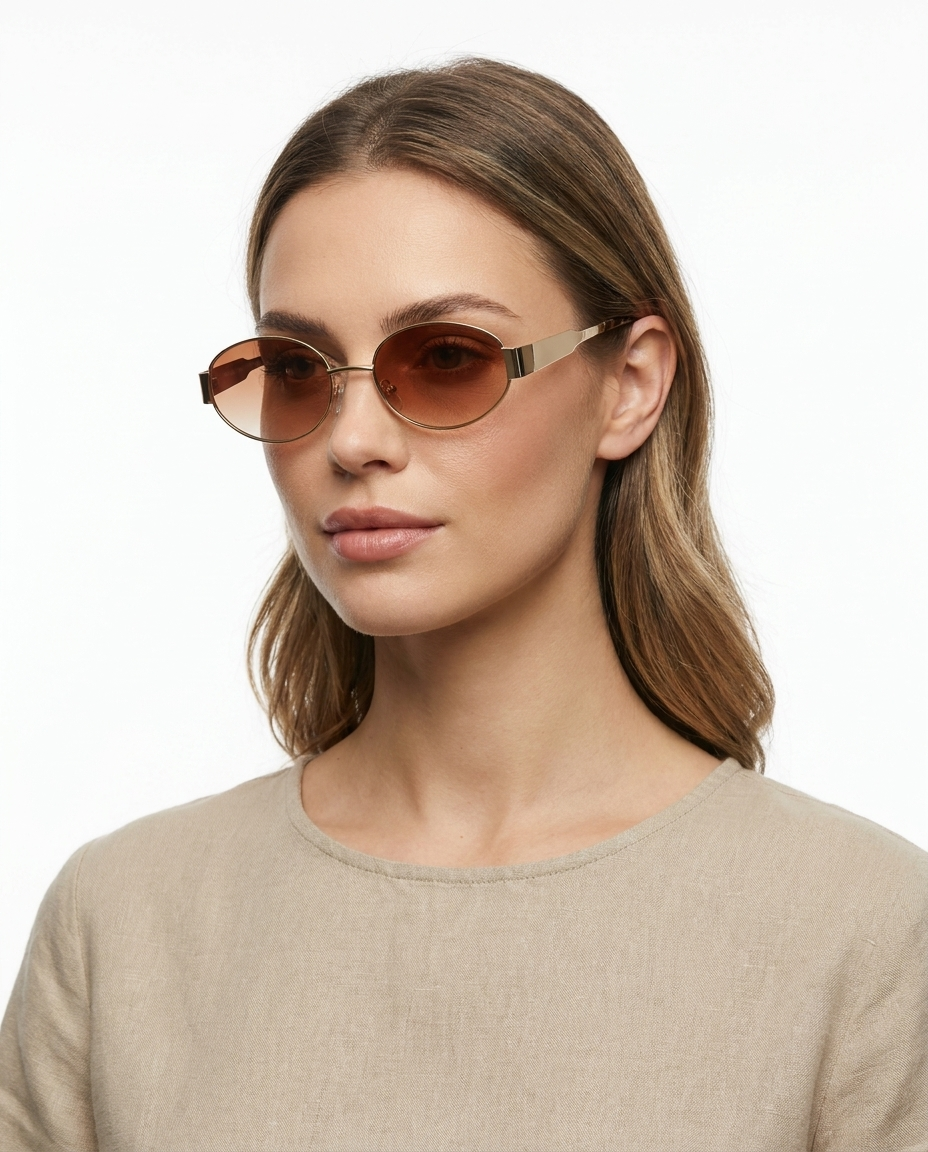 Modelo feminina usando Gafas de Sol Valentina Dorado Marron