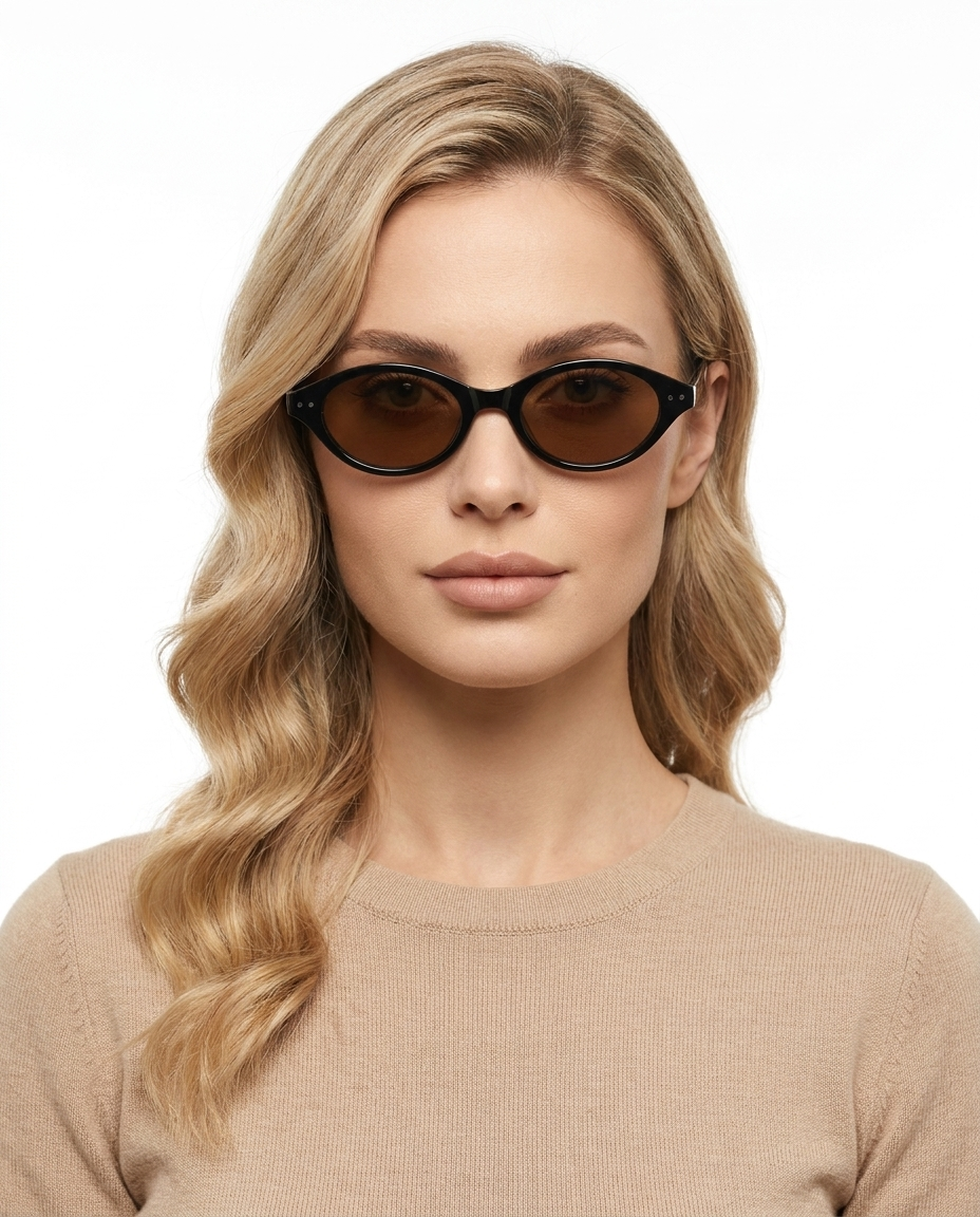 Modelo feminina usando Gafas de Sol Valeria Negro Marron