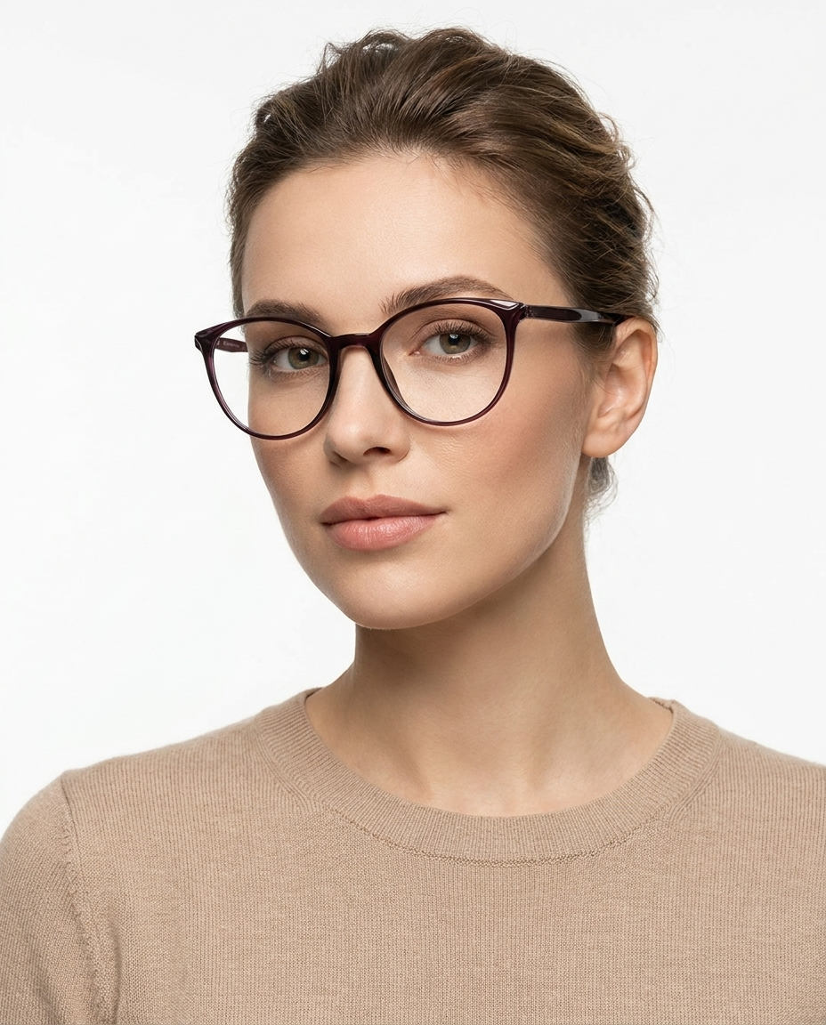 Modelo feminina usando Gafas Dublin Morado