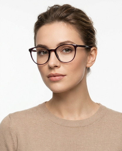 Modelo feminina usando Gafas Dublin Morado