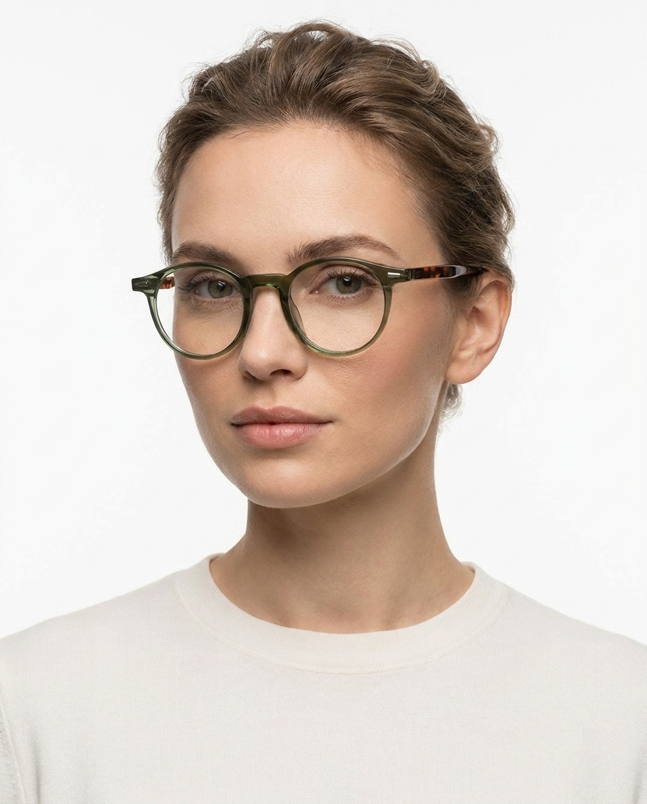 Modelo feminina usando Gafas Kael Verde