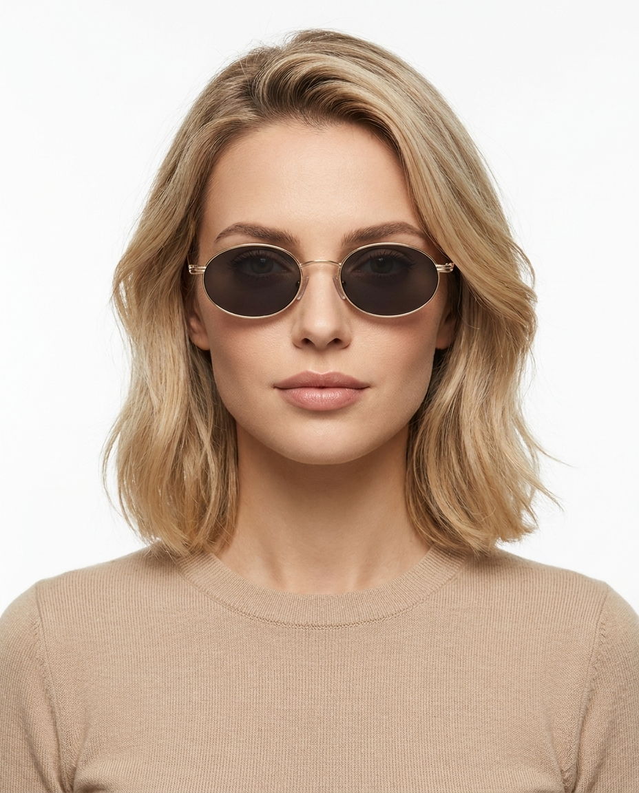 Modelo feminina usando Gafas Kian Dorado com Negro