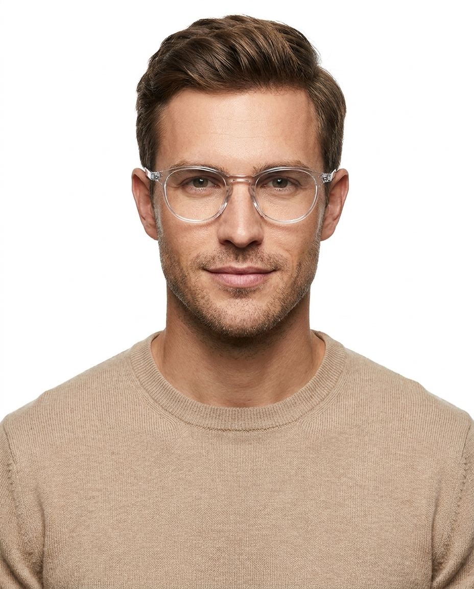 Modelo masculino usando Gafas La Paz Transparente