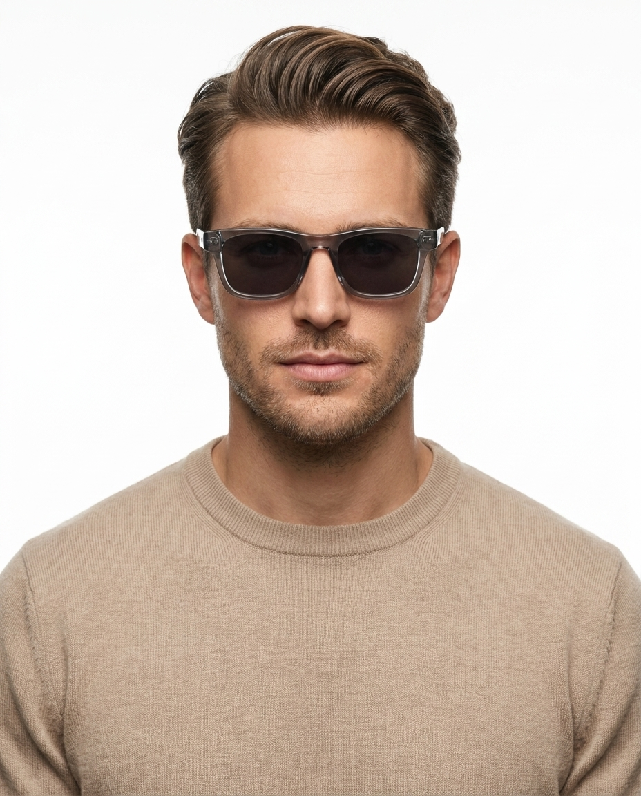 Modelo masculino usando Gafas Leon Gris