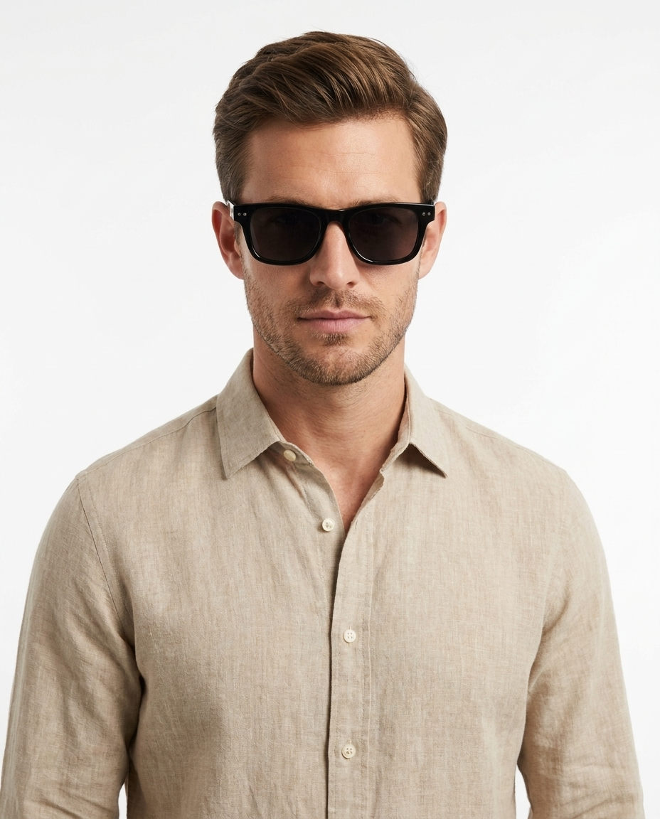 Modelo masculino usando Gafas Leon Negro