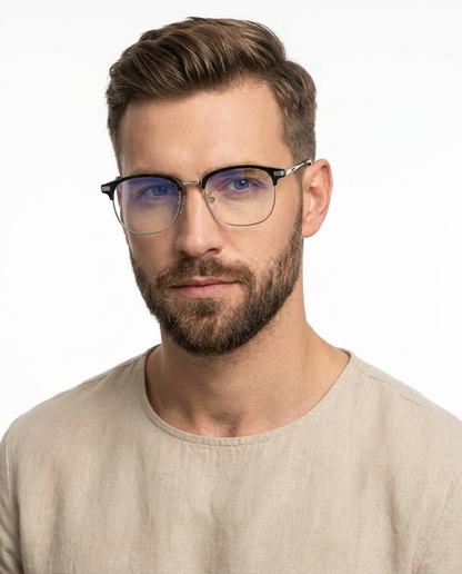 Modelo masculino usando Gafas Lisboa Gris