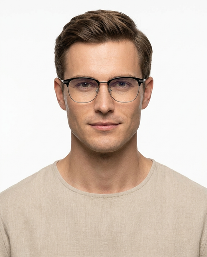 Modelo masculino usando Gafas Lisboa Plata