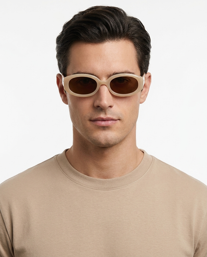 Modelo masculino usando Gafas Ludo Beige