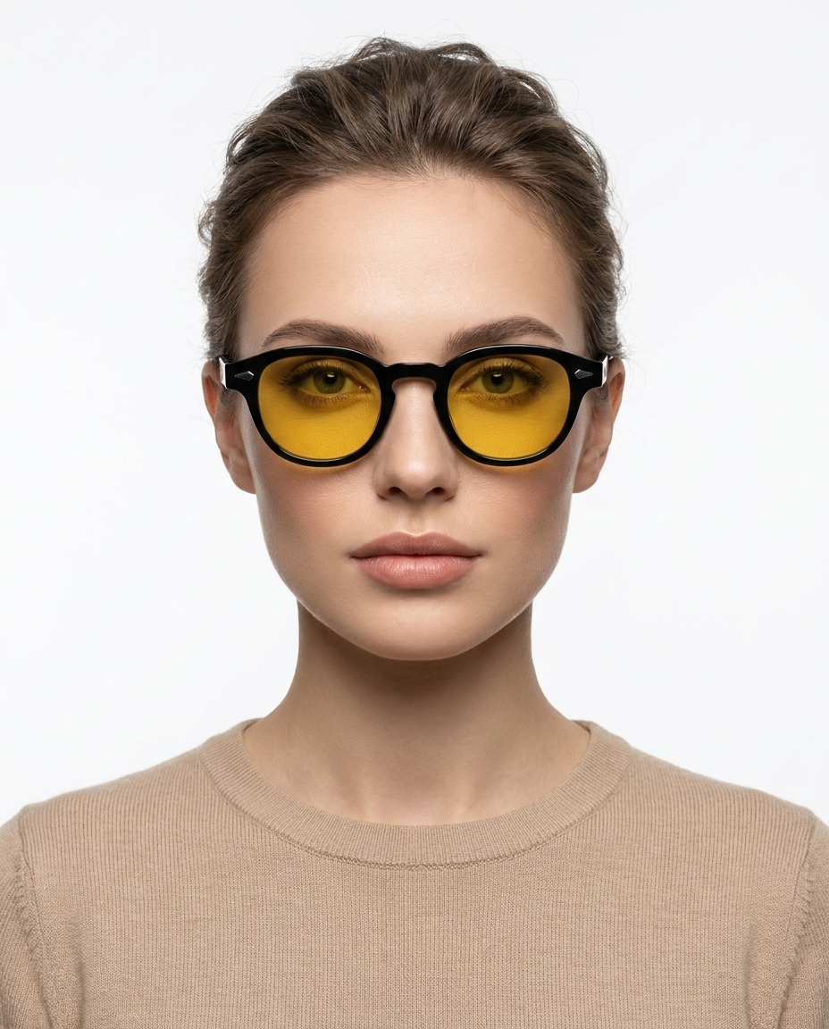 Modelo feminina usando Gafas Lux Amarillo