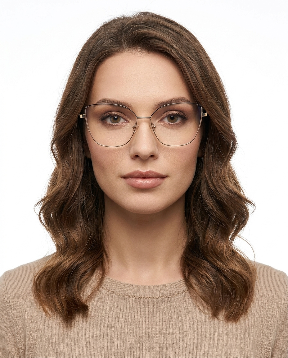 Modelo feminina usando Gafas Manila Negro com Dorado