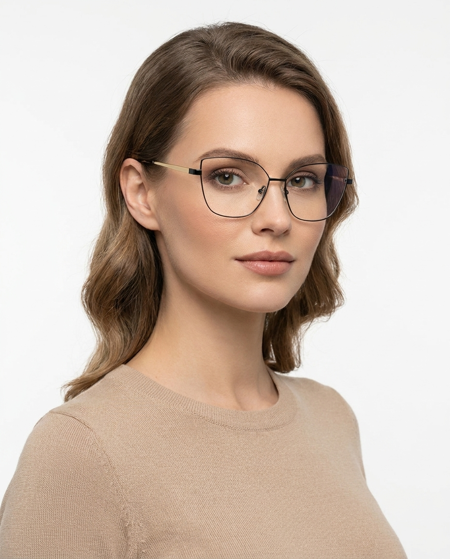 Modelo feminina usando Gafas Manila Negro