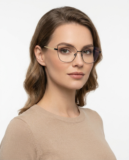 Modelo feminina usando Gafas Manila Negro
