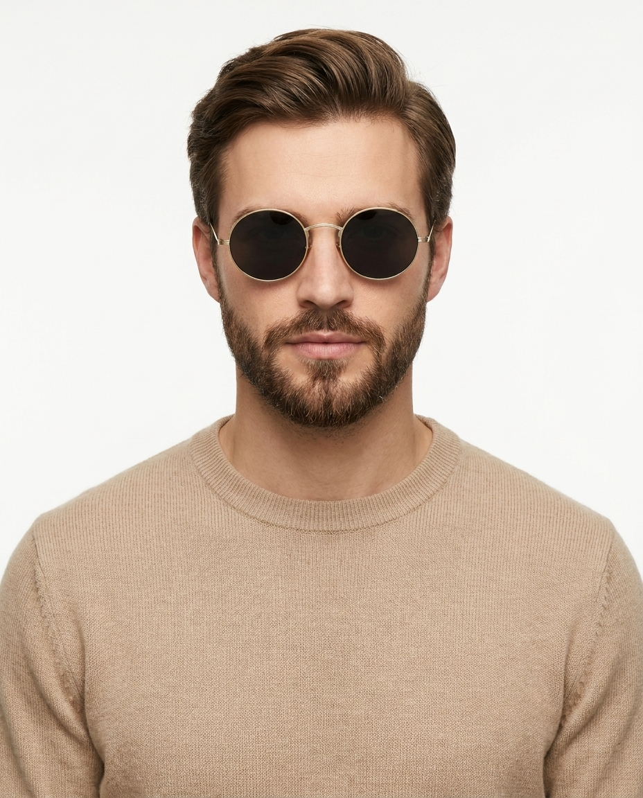 Modelo masculino usando Gafas Mello Dorado