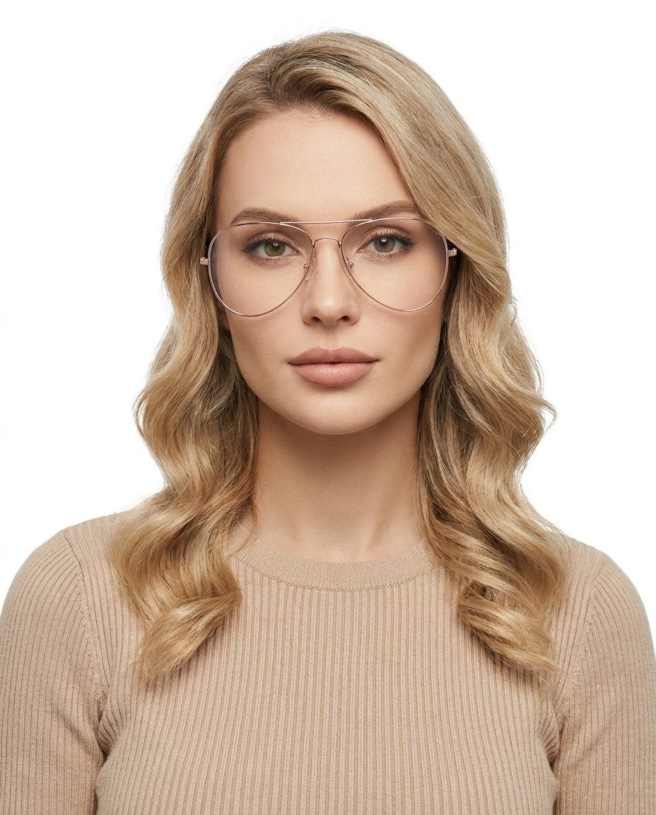 Modelo feminina usando Gafas Milano Rosa