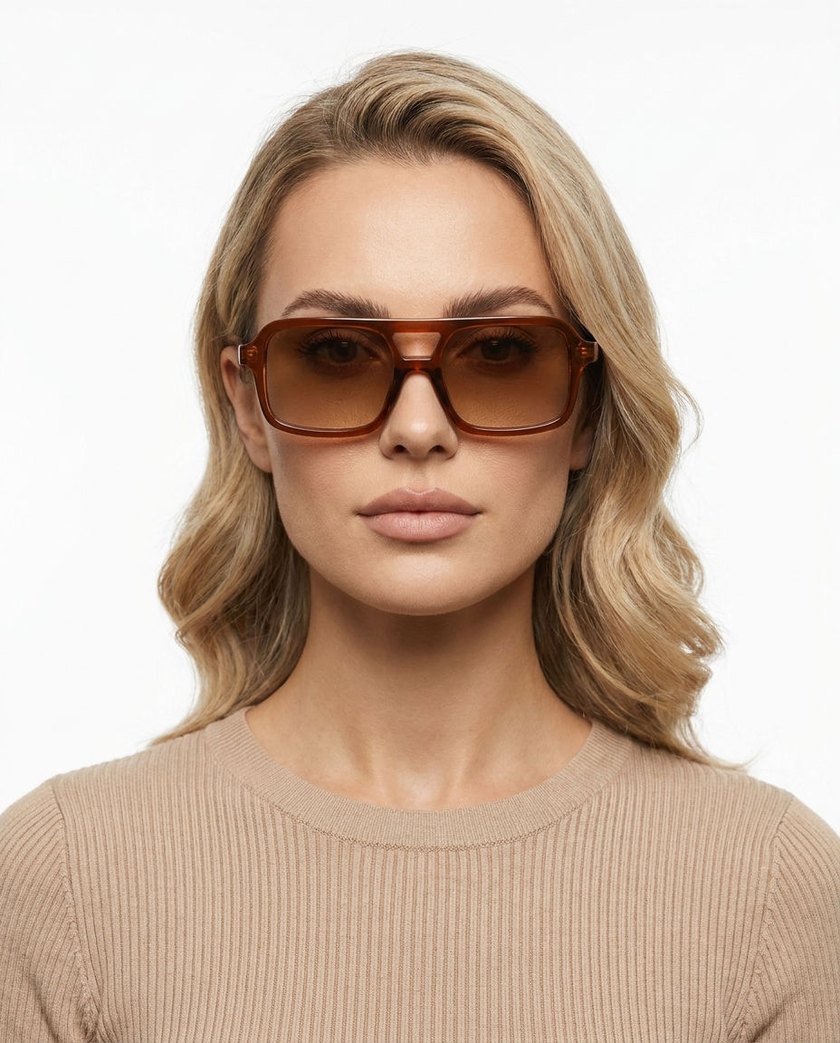 Modelo feminina usando Gafas Neo Marron