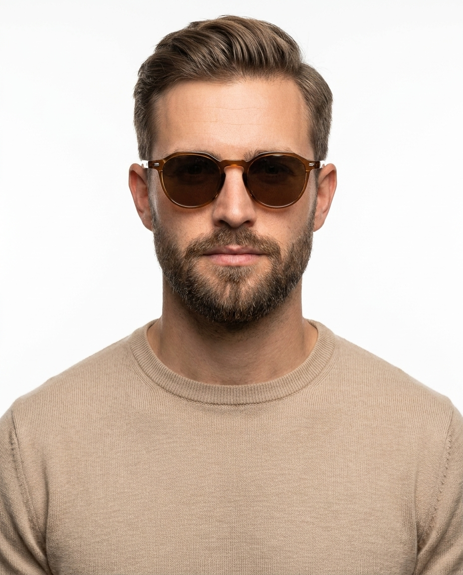Modelo masculino usando Gafas Nilo Marron